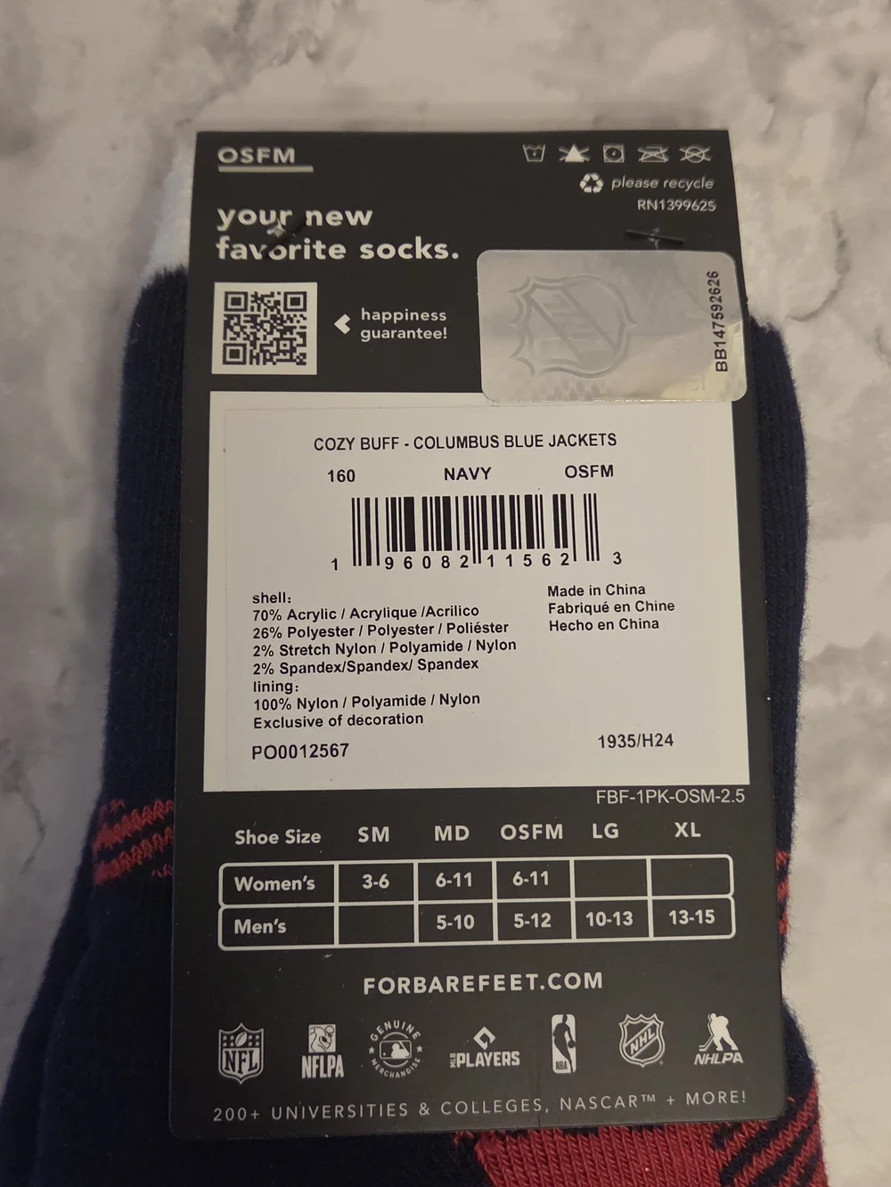 Columbus Blue Jackets NHL Red & Navy Plaid Grip Crew Socks - Men